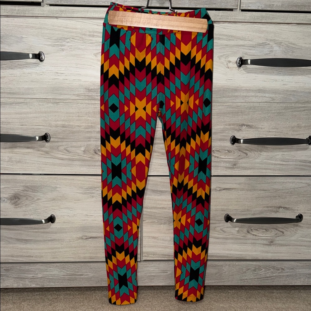 LuLaRoe Kids L/XL Leggings with Colorful Tribal Pattern